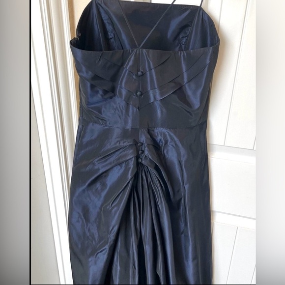 Vintage Vera Wang Minimalist Black Blue Taffeta Formal Gown Evening Dress Size 4 - Picture 9 of 13